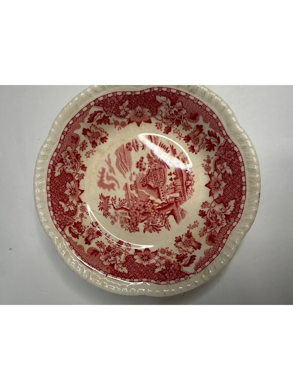 Vintage 1930s Wood's Burslem England Seaforth Red Transferware Bread Plate